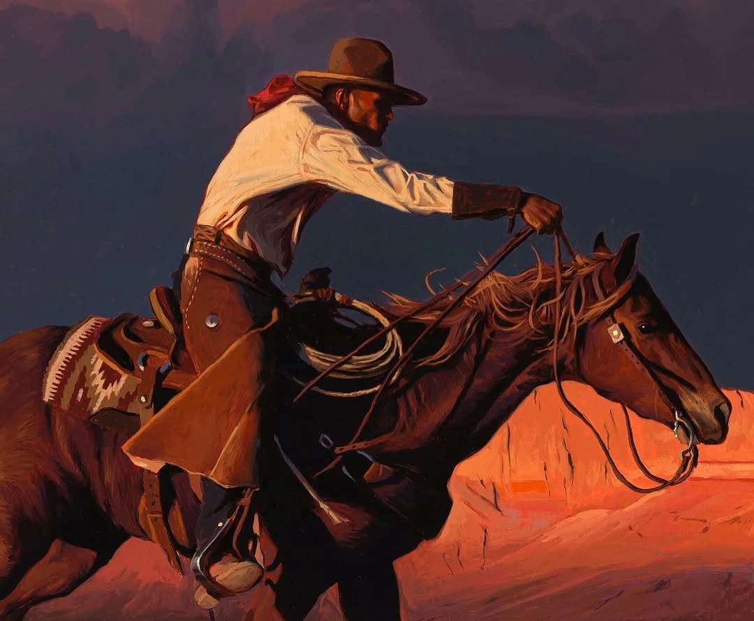 A rider keeping watch from horseback